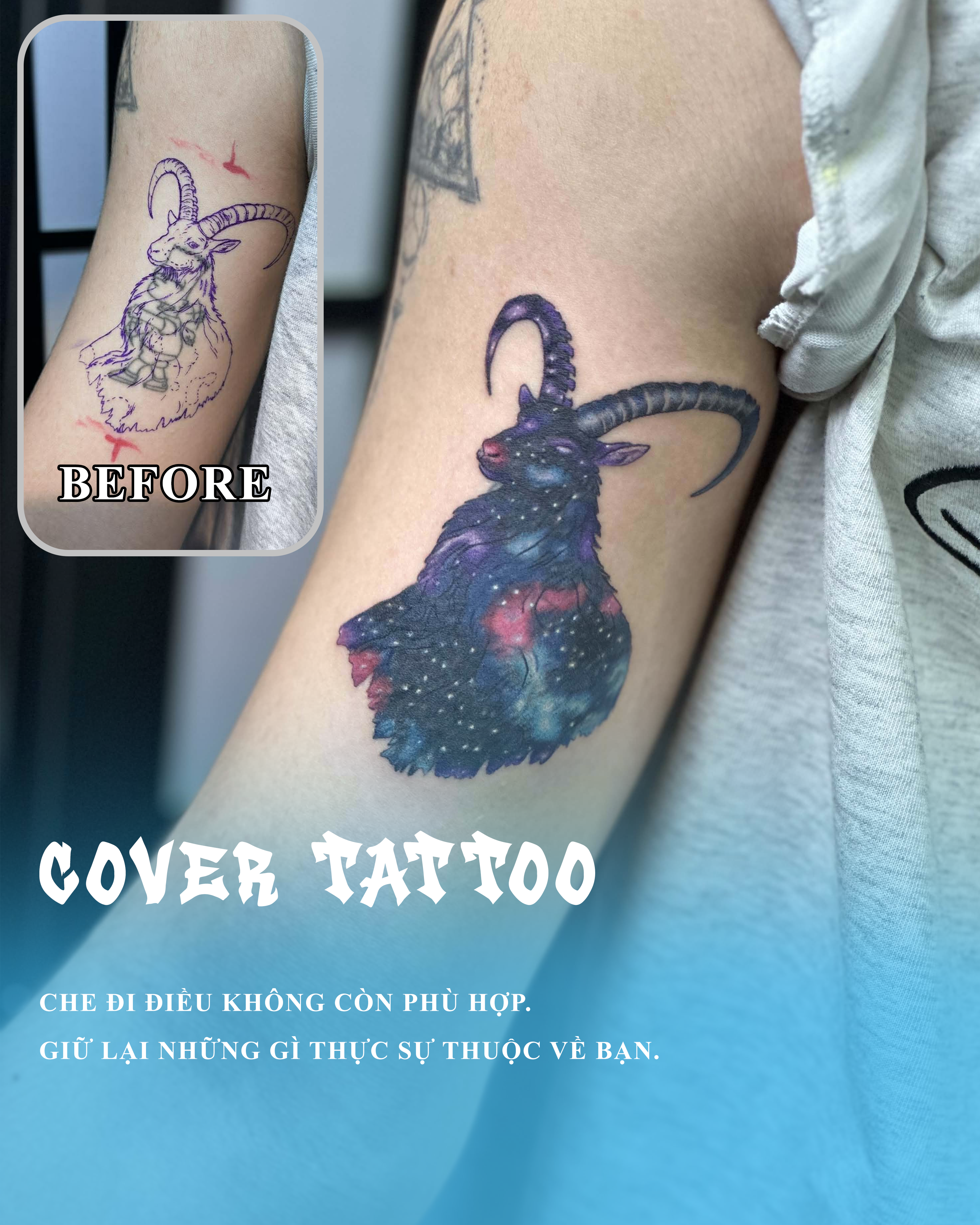 Cover sửa đổi hình xăm con dê độc lạ
